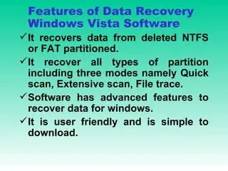 Features of Recover Data for Windows