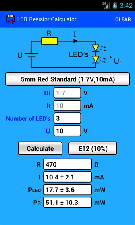 Features of the LED Resistor Calculator