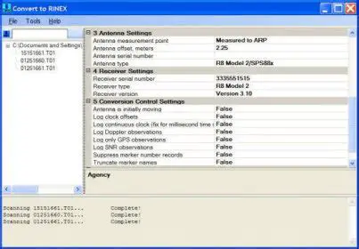 Features of Trimble Convert to RINEX