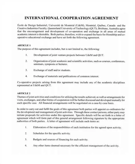 Form and Contents of Cooperation Agreement