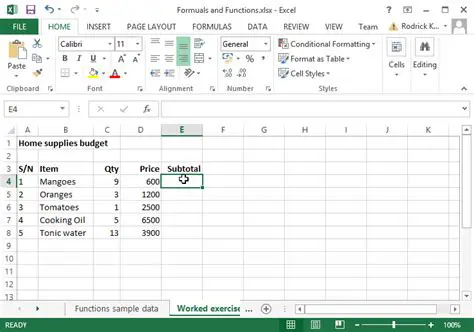 Formulas and Functions in Excel