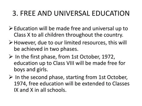Free and universal education