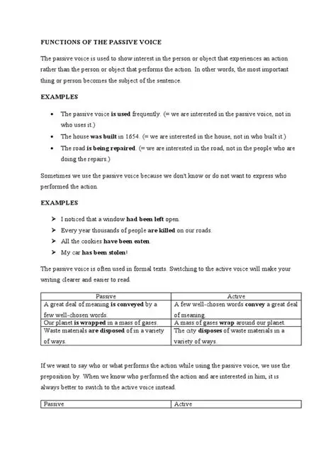 Functions of the Passive Voice