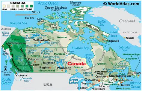 Geographical Locations of Canadian Lakes