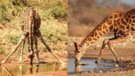 Giraffes have a unique way of drinking water