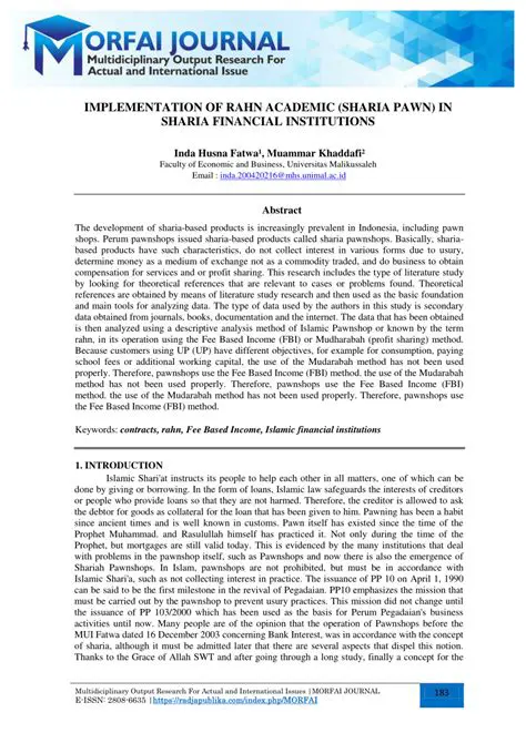 Gold Rahn Agreement in the Sharia Pawn System