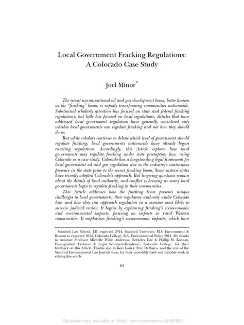 Government Regulation of Fracking