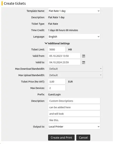 GUI Format for Creating Tickets
