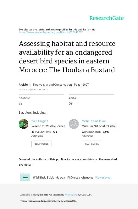 Habitat and Resource Availability