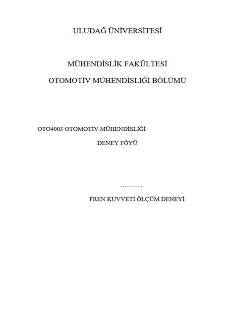 Hacimlerin Esit Olmasi ve Fren Kuvveti