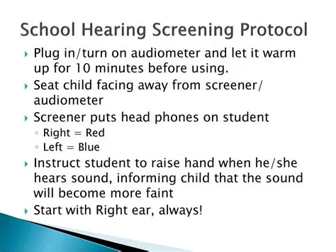 Hearing tests for school or work purposes