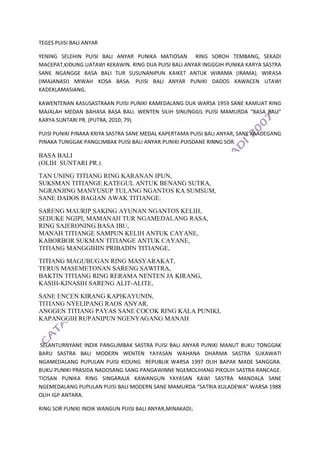 History of Murda Poetry Balinese Anyar Ring SOR