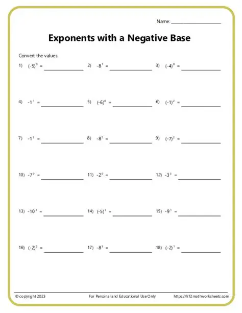 Identify the base and the exponents