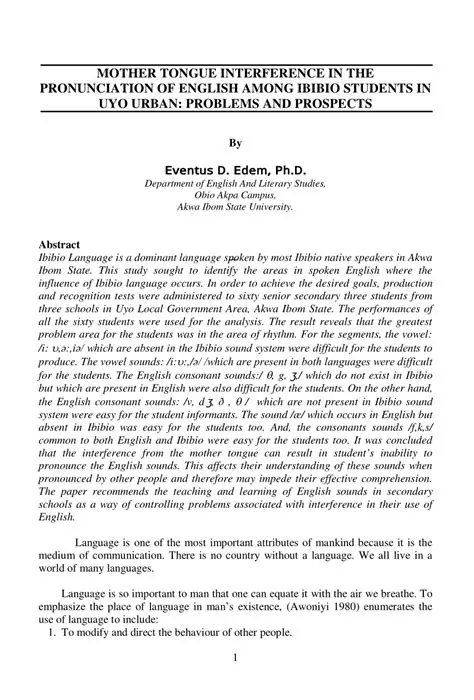 Identifying forms of mother tongue interference in the Mandarin language phonology