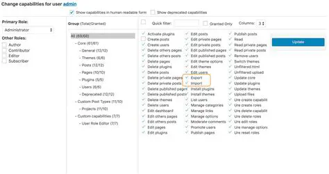 Import and Export Capabilities