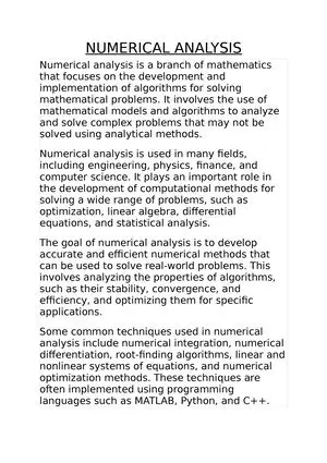 Importance of Numerical Analysis