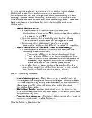 Importance of Stationarity