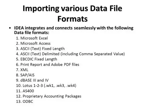 Importing various data formats