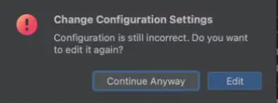 Incorrect configuration settings