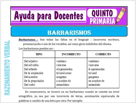 Interpreta y Escribe Correctamente los Siguientes Barbarismos