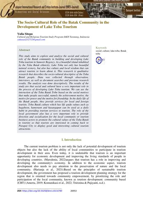 Interrelation and Interaction in the Toba Batak Community