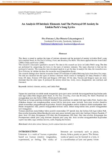 Intrinsic Elements in Lyrics