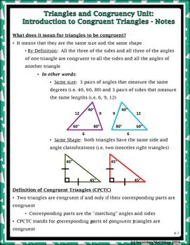 Introduction to Congruent Triangles