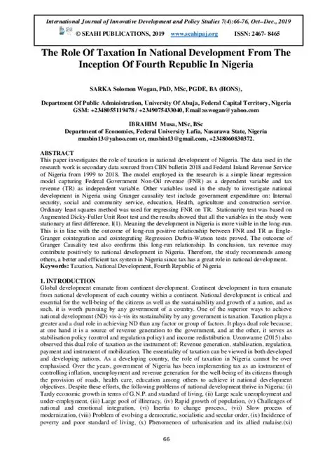 Introduction to National Development and Taxation