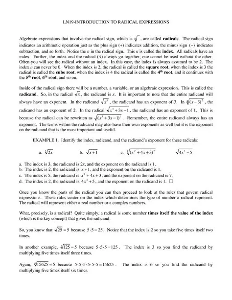 Introduction to Radical Expressions
