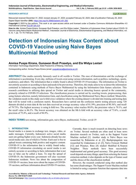 IPStudy: Hoax News Detection in Indonesian Using Naive Bayes Classifier