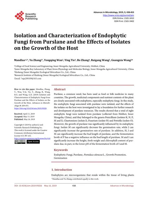 Isolation and characterization of endophytic fungi