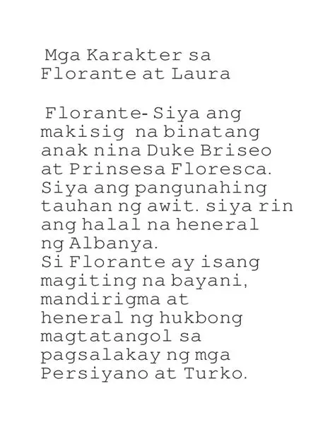 Karakter ng Florante at Laura