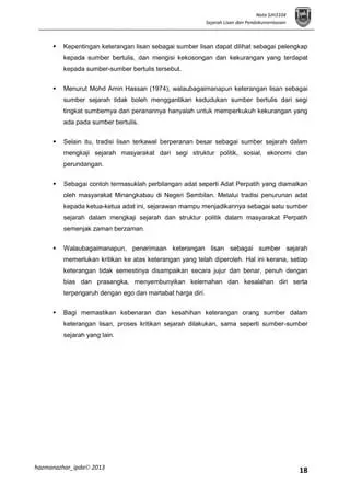 Keterangan Lisan sebagai Sumber Sejarah