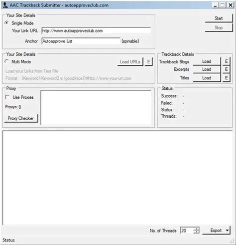Key Features of AAC Trackback Submitter