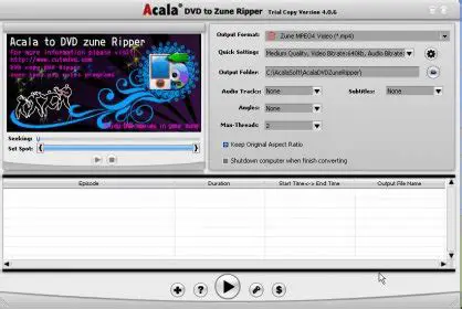 Key Features of Acala DVD Zune Ripper