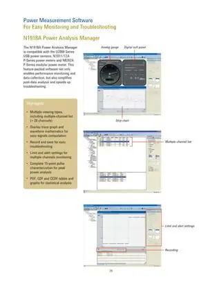 Key Features of Agilent N1918A Power Analysis Manager
