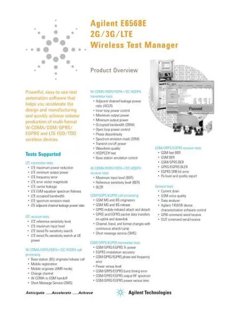Key Features of Agilent Wireless Test Manager