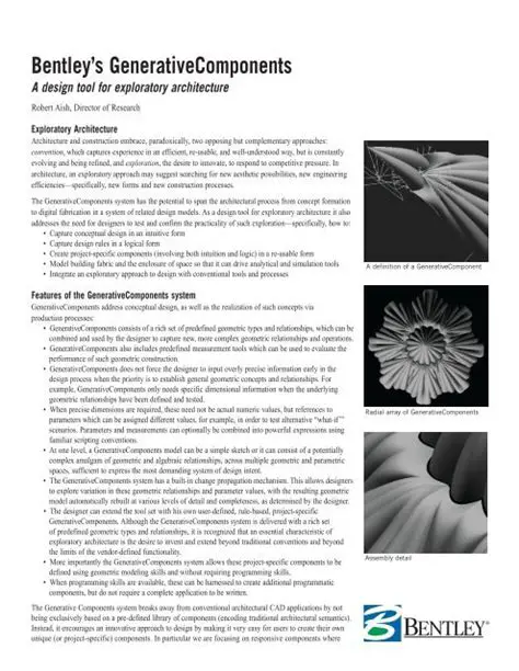 Key Features of Bentley GenerativeComponents
