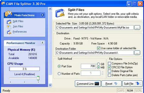 Key Features of CiAN File Splitter Pro