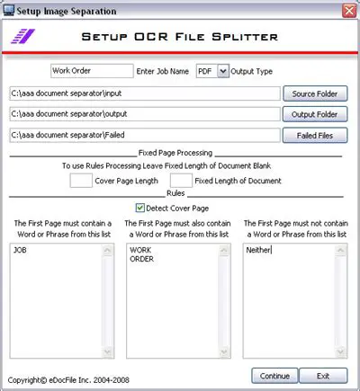Key Features of eDocfile OCR File Splitter