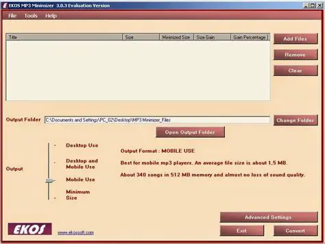 Key Features of EKOS MP3 Minimizer