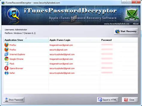 Key Features of iTunes Password Decryptor