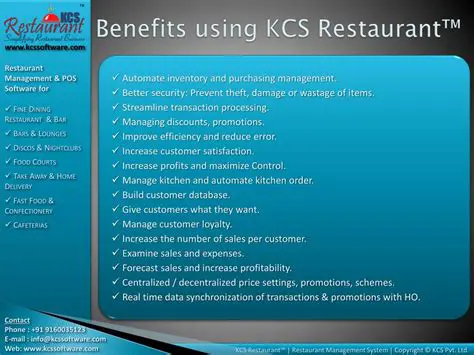 Key Features of KCS Restaurant Enterprise