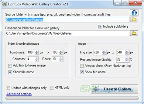 Key Features of LightBox Video Web Gallery Creator