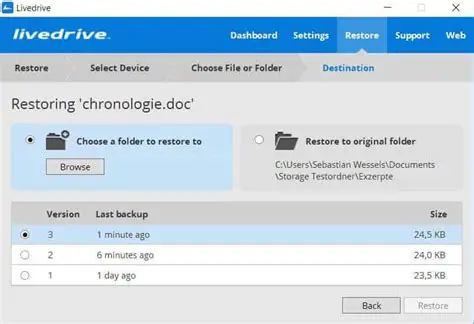 Key Features of Livedrive Restore