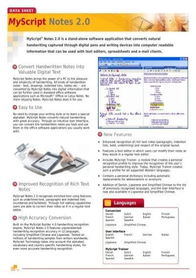 Key Features of MyScript Notes