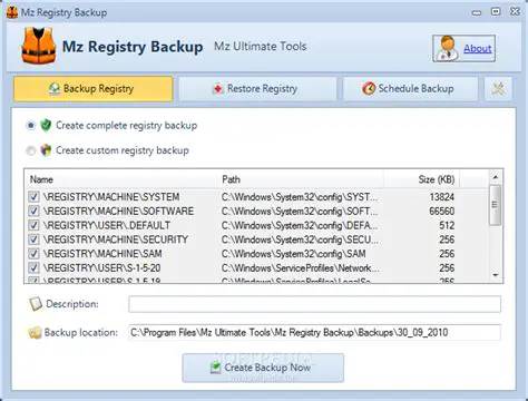 Key Features of Mz Registry Backup
