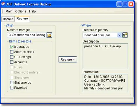 Key Features of Outlook Express Backup Restore