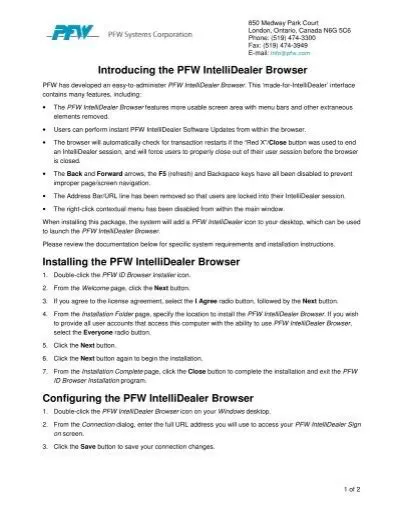 Key Features of PFW IntelliDealer Browser