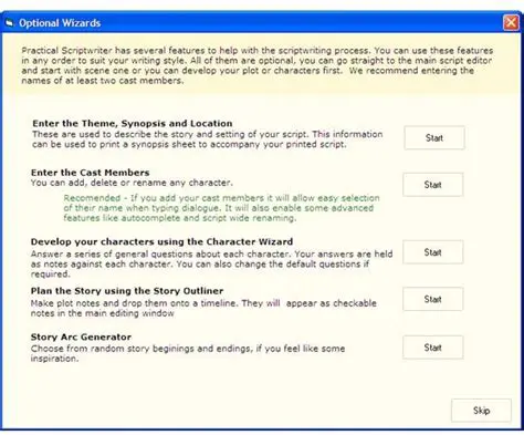 Key Features of Practical Scriptwriter